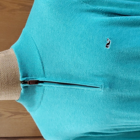 Vineyard Vines turquoise 1/4 zip knit cotton sweater - Picture 1 of 6